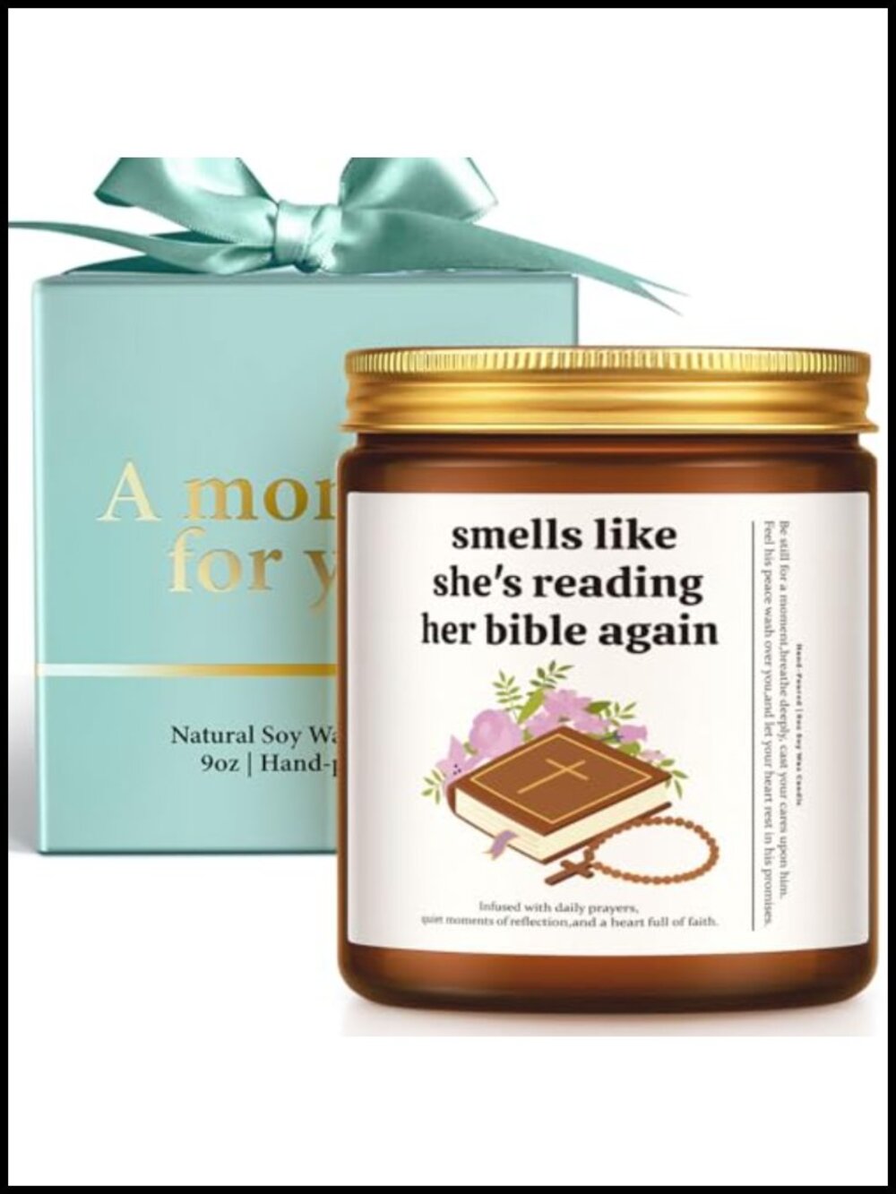 Lavender Scented Soy Wax Candle 9oz Inspirational Christian Gift